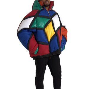 Dolce & Gabbana Multicolor Quilted Hooded Puffer Jacket IT52 XL